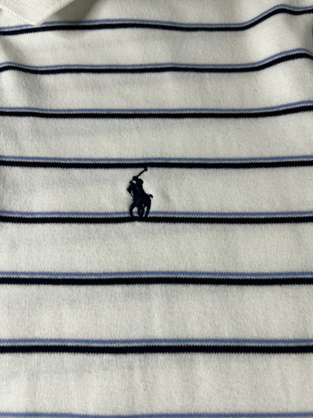 Ralph Lauren White Polo with Navy Thin Stripes